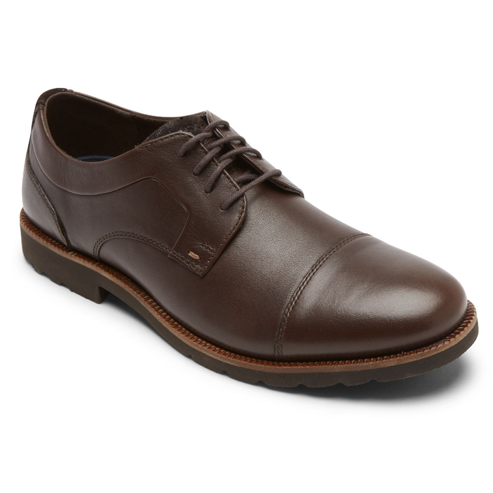 Rockport Singapore Mens Oxfords - Sharp & Ready 2 Cap Toe Dark Brown - MZ9806742